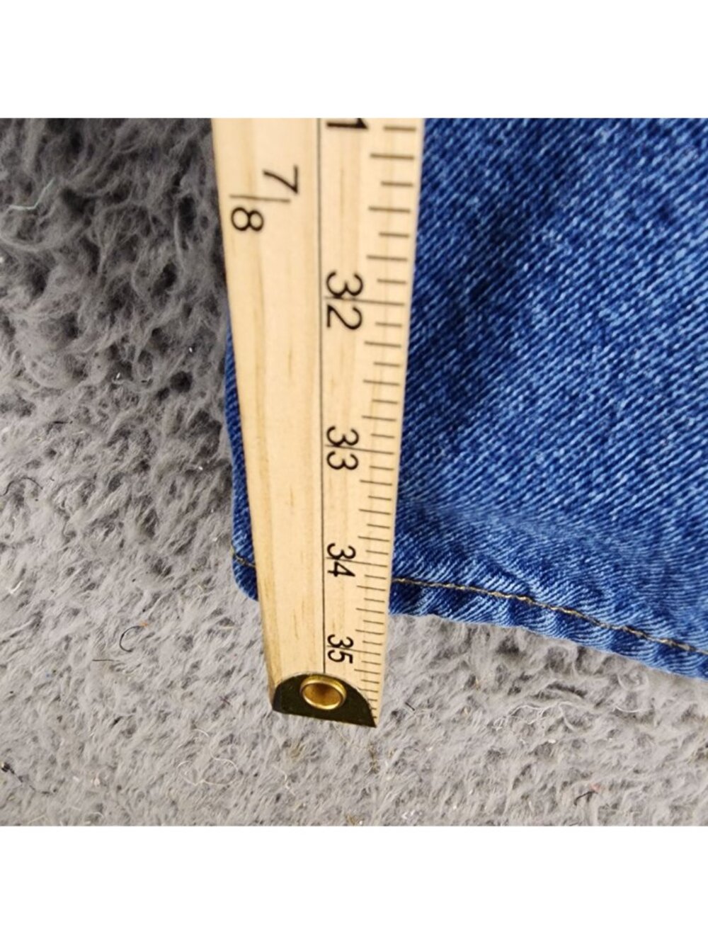 Carhartt Jeans Mens 33x36 Blue Flannel Lined Cotton Denim Relaxed Fit *Read* - Picture 7 of 16